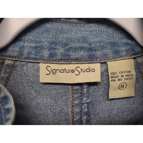 Women's Jean Jacket Military Style Sz XL - Picture 6 of 11